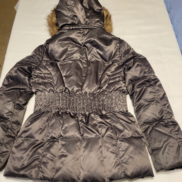 Laundry By Shelli Segal Women's Puffer Jacket with Fur Hood - Silver - Picture 2 of 16